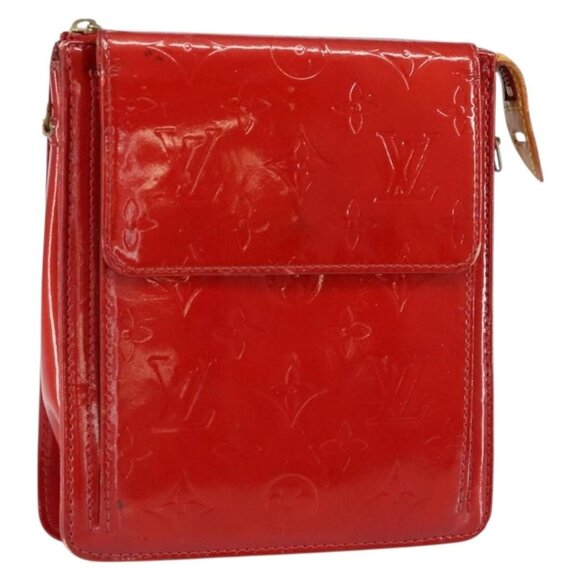 LOUIS VUITTON Monogram Vernis Motto Accessory Pouch Red M91137 LV Auth gh1058 - Picture 1 of 16